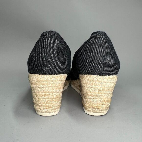 Skechers Wedge Sandals Women's Size‎ 8 Dark Blue Denim Espadrille Open Toe Heels - Picture 5 of 12